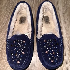 Bedazzled Ugg Moccasins Royal Blue